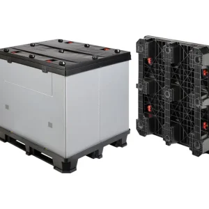 Tripbox 1200x1000 mm plegado reduciendo su volumen para retorno vacío