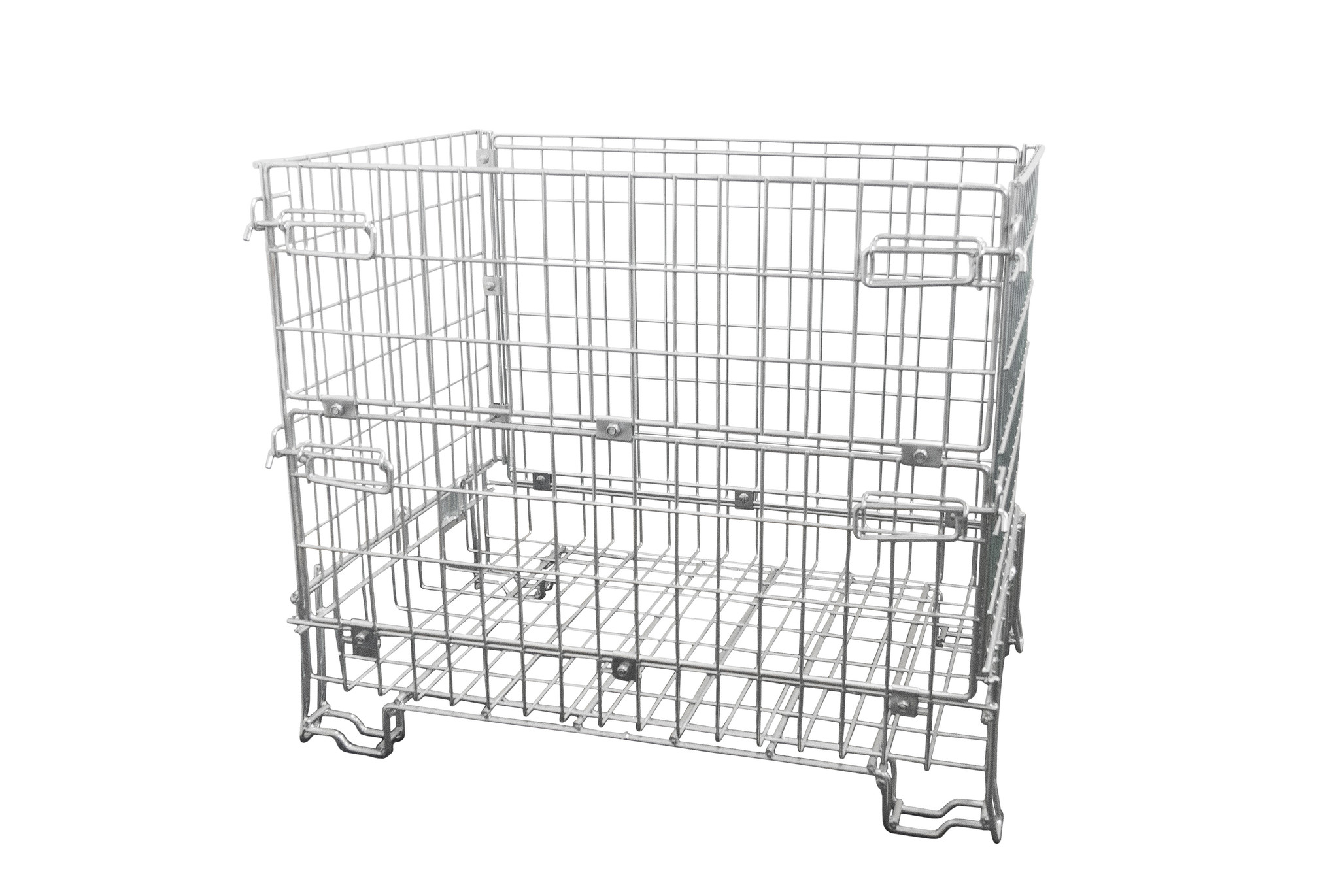 Contenedor de malla galvanizado 1200x800x1000 mm 1 Contenedor de malla galvanizado 1200x800x1000 mm montado visto en diagonal