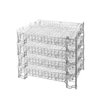Contenedor de malla galvanizado 1200x800x1000 mm 14 Contenedores de malla galvanizados apilados en columna vertical