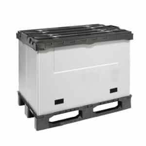 Contenedor plegable de plástico Tripbox 1220x820x928 mm montado con tapa cerrada