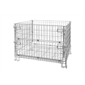 Contenedor de malla galvanizado 1200x1000x1000 mm con media puerta abatible