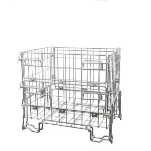 Contenedor de malla galvanizado 800x600x700 mm montado visto en diagonal