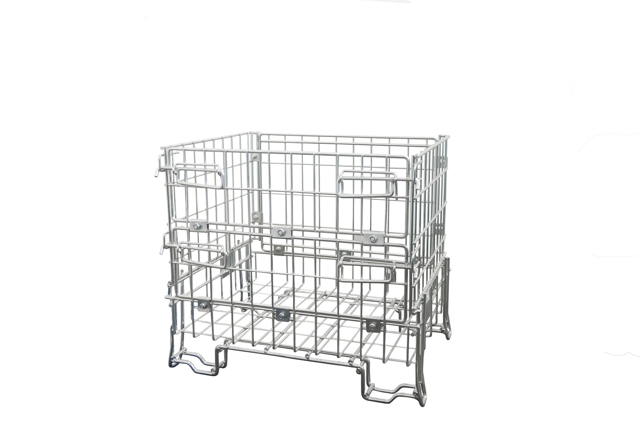 Contenedor de malla galvanizado 800x600x700 mm montado visto en diagonal