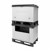 Contenedor plegable de plástico Tripbox 1220x820x928 mm montado con tapa cerrada