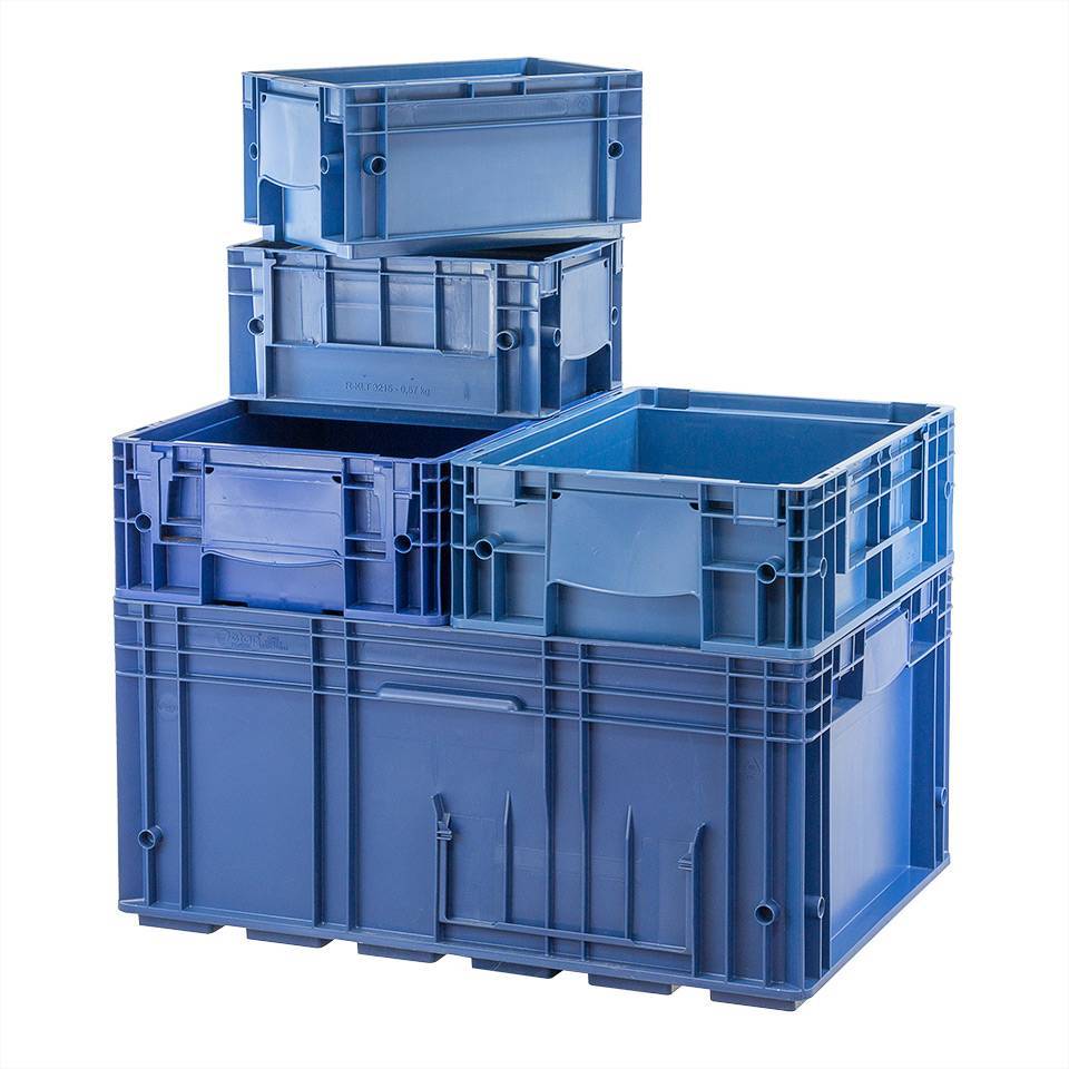 Varias cajas KLT de distintas medidas del sistema VDA 4500
