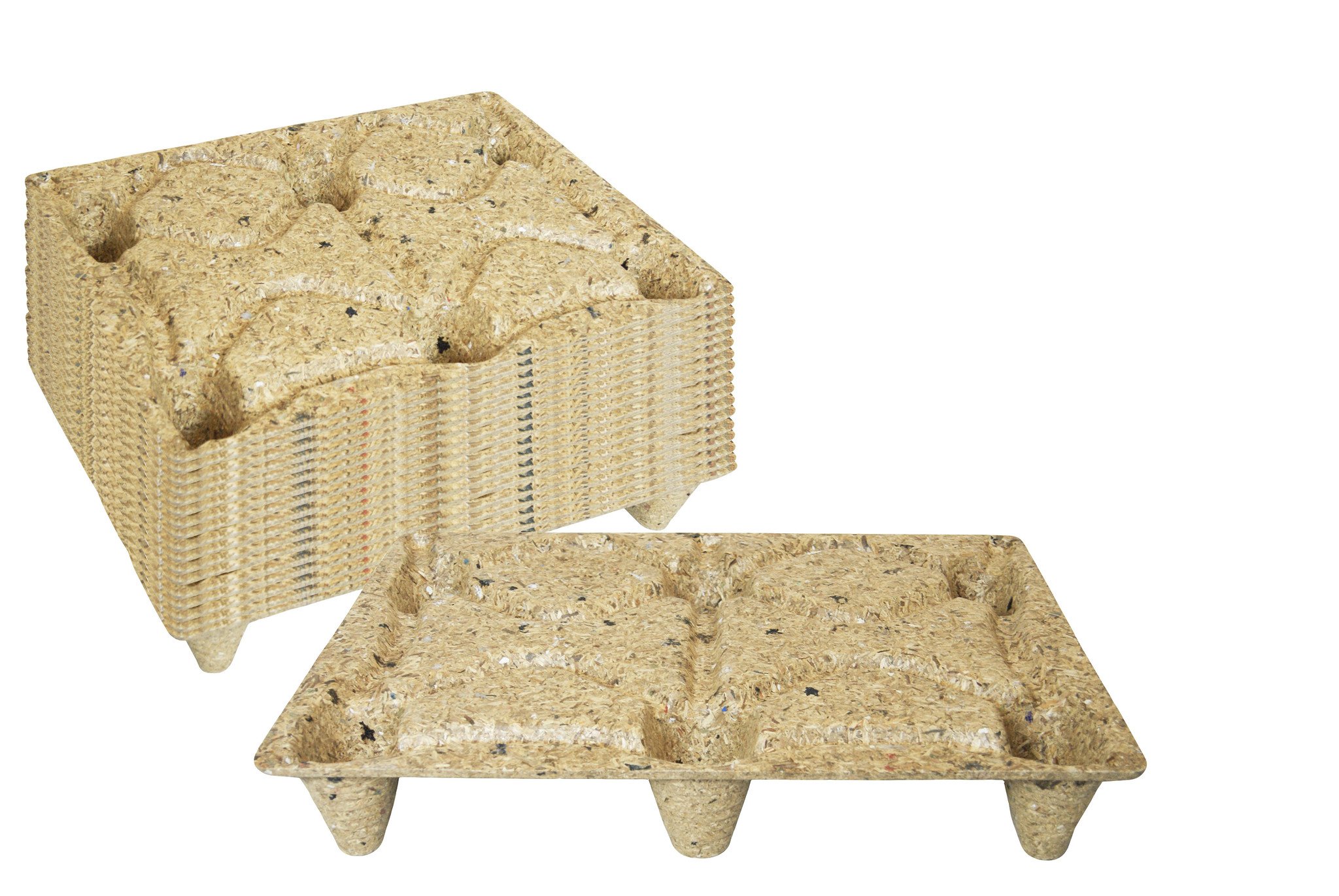 Palet de conglomerado 800x600x120 mm 2 Palets de conglomerado 800x600 mm apilados en pila vertical