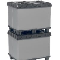 Contenedor plegable de plástico 820x620x635 mm con 9 pies 7 Contenedor plegable Tripbox 820x620 mm plegado para retorno vacío